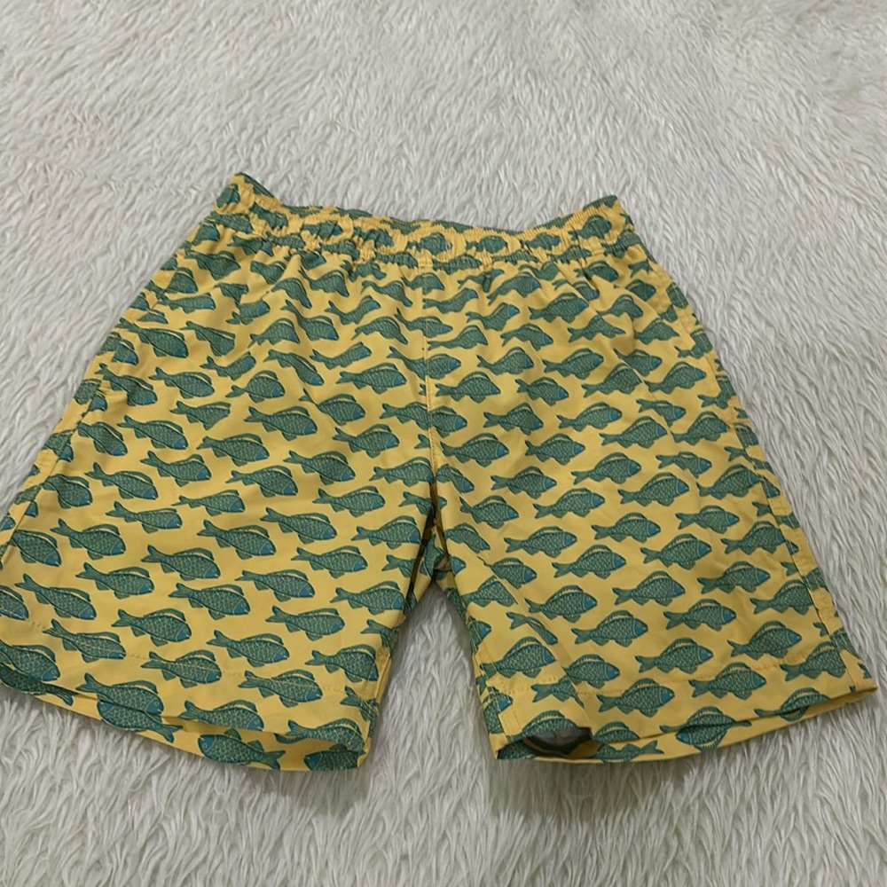 Crewcuts yellow school fish pattern swimming trunks size 12